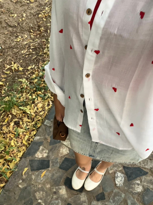 Hearts Embroidered Shirt