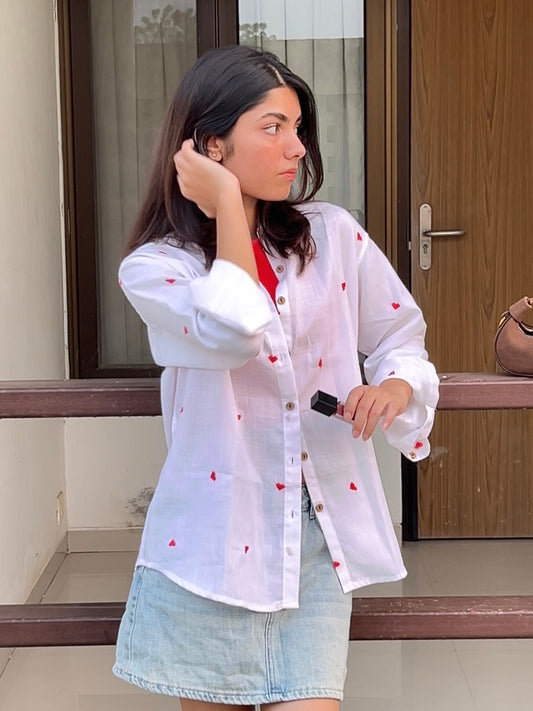 Hearts Embroidered Shirt